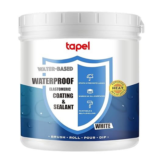 White Liquid Rubber RV Roof Coating - 92% UV Reflective Waterproof Sealant for Camper, Trailer & Metal Roof Repair - 3X Stronger Elastomeric Membrane - Stops Leaks on Concrete & Wood - 1 Quart