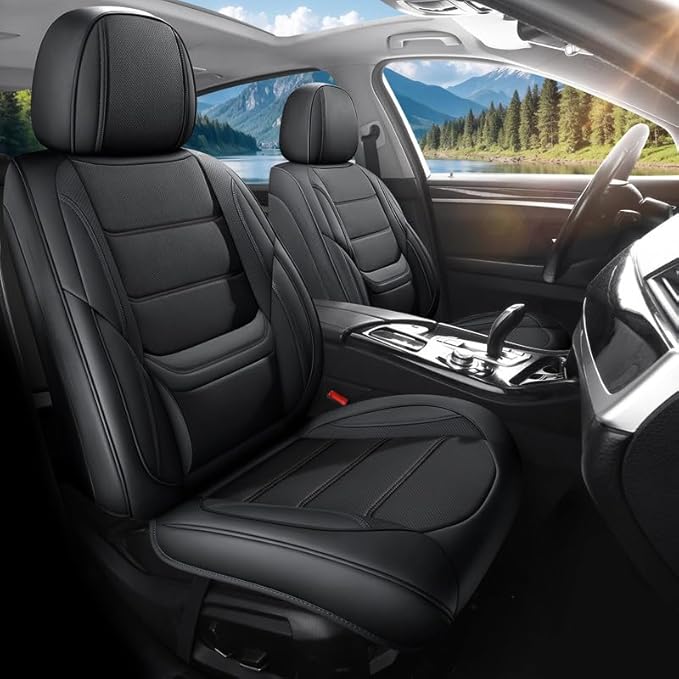 Car Seat Covers Custom Fit for Chevrolet/Chevy Colorado 2015-2026 , Premium Faux Leather Waterproof Car Seat Protectors with Lumbar Support, Breathable Anti-Slip Easy to install(Black,Full set)