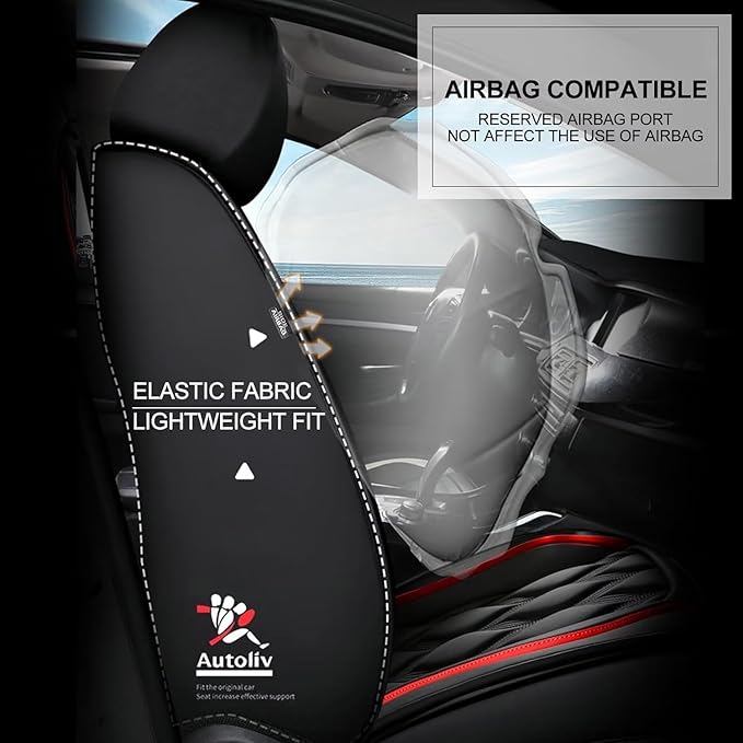 AOMSAZTO Car Seat Covers 2 Front Seats Custom Fit for Legacy 1995-2024 2025 2026 Leather Car Seat Cover Seat Cushion Protector Airbag Compatible Waterproof Black