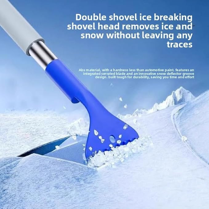 24” Car Snow Brush with Ice Scraper 2 in 1 Detachable Snow Clearing Tool with Storage bag 7.8" Bristle Head Scratch Free, SUV Truck RV Window Roof Exterior (Blue)