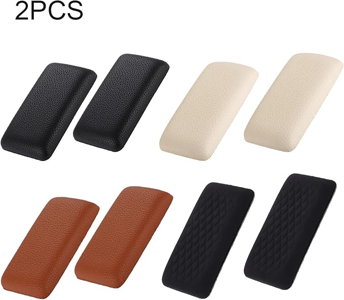 2pcs Car Arm Rest Elbow Pads, Auto Center Console Knee Cushion Adjustable Height Soft Leather Pad Knee Support Pad with Memory Foam for Universal Car Interior Accessories(BlackCloth)