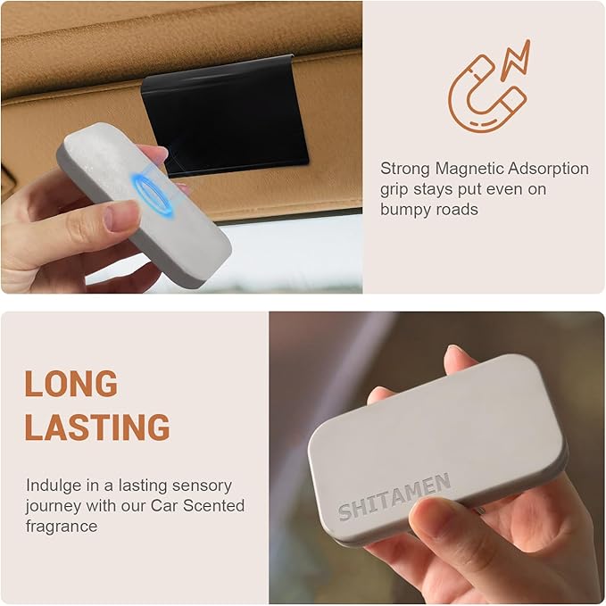 Car Air Freshener, Stone Air Freshener, Automotive Odor Eliminator for Visor Clip- Car Fresheners Long Lasting - CLIP INCLUDED (Teak/Starter Kit)