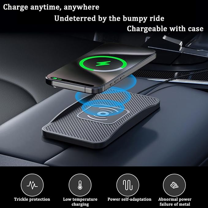 Wireless Car Charger Pad for Kia K5 2021-2026, Type-C/USB 20W Car Wireless Charger Non-Slip Phone Charging Pad Car Accessories,A 30cm Cable Type-C Plug