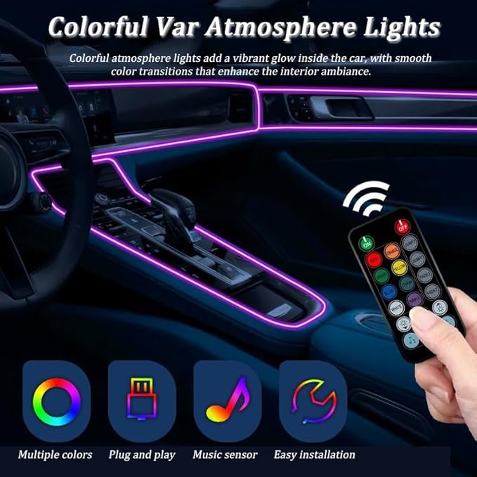 Car LED Strip Light for Peugeot 1007 2010–2009, 6 in 1 Car Ambient Lighting Kits, Interior Interior Light Sync to Music, Auto Decorations Interior Accessories, 8M