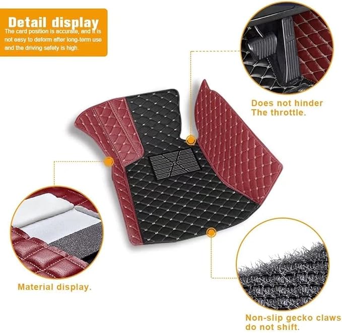 Custom Car Floor Mats for 96% Sedan SUV Sports Car Protection Full Coverage Pads Anti-Slip Leather Floor Lining All Weather Car Floor Mats (Black Gold)