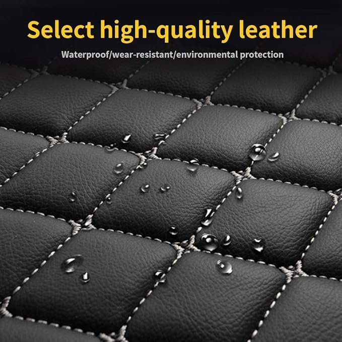 Custom Making Car Floor Mats for 90% Car Model Luxury Leather All Weather Waterproof Anti-Skid Full Coverage Liners (Black and Yellow)