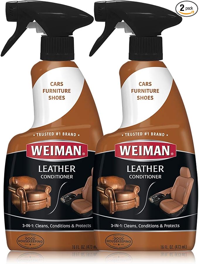 Weiman Leather Cleaner and Conditioner for Use on Your Couch Chair Purse Wallet Shoes Boots Saddle Belt Jacket Car Seat