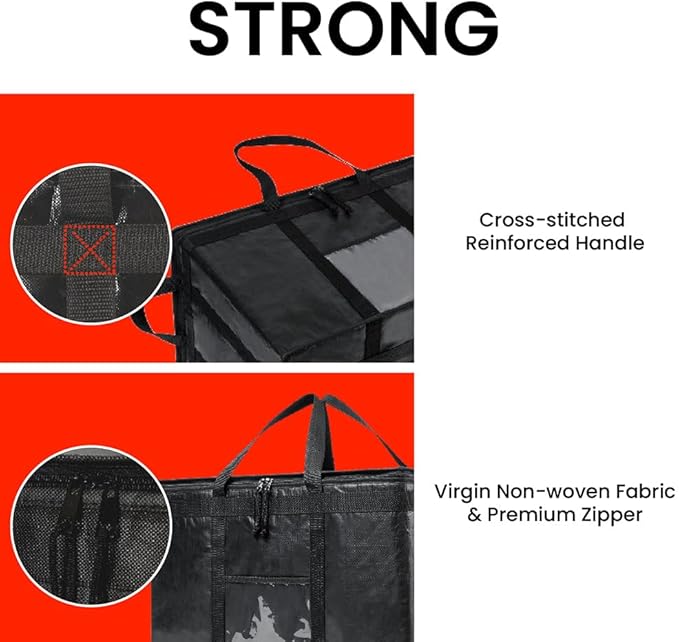 NZ home Insulated Bags for Food Delivery (3XL PRO) Grocery Shopping Cooler Bag, Pizza Delivery, Hot & Cold Catering Tote, Reusable, Foldable & Heavy Duty (Orange)