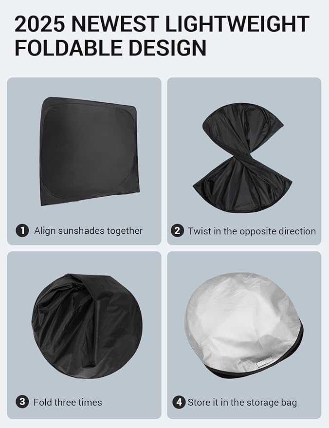 Proadsy 2026 Upgrade Front Windshield Sun Shade Foldable Sunshade Protector Custom Fit 2015-2024 Mini Cooper Cooper S Hardtop 4 Door Accessories