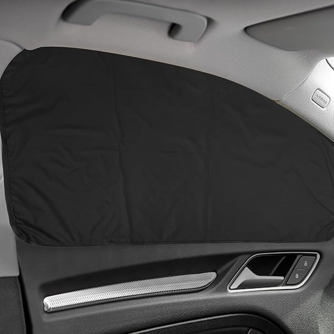 ZATOOTO Car Window Shades - 2 Pcs Black Silk Side Front Protection Covers - Magnetic Privacy Sun Shades Curtain Keeps Cooler for Baby Kids Sleeping