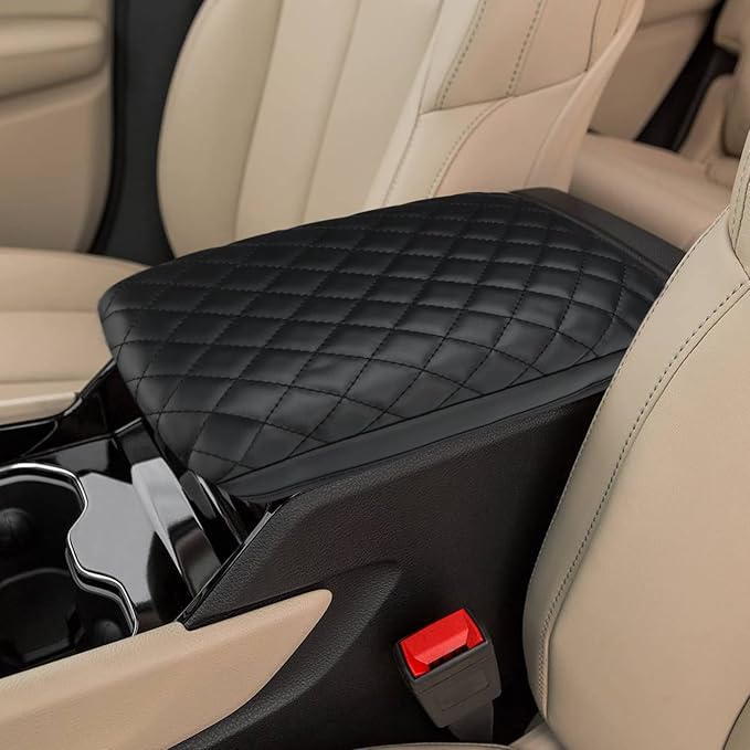 INTGET Center Console Cover for 2026 Jeep Grand Cherokee Accessories 2022 2023 2024 2025/Grand Cherokee L 2021-2026 Car Armrest Arm Rest Box Lid Pad Dog Seat Cover Protector(Black with Cushion)