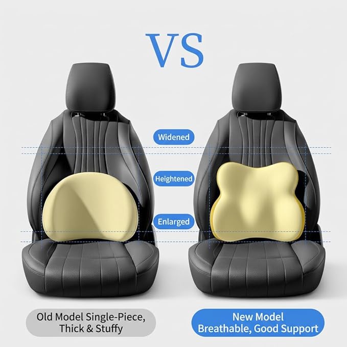 Car Headrest Pillow & Lumbar for Audi Sq5 RS Q3 A4 B8 B6 A3 8P A4 B, Car Seat Neck Pillow Back Support, Breathable All-Season Automotive Seat Cushions, 2PCS,A Black