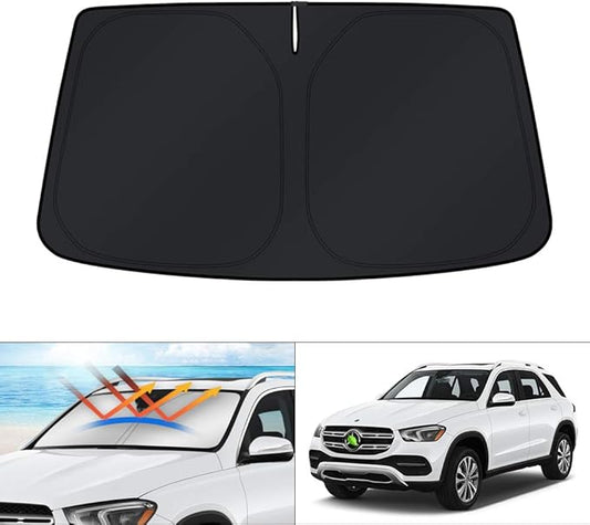 KUST Windshield Sunshade for 2012-2025 2026 Mercedes Benz GLE 350 450 Accessories 4-Layers Windshield Sun Shade Foldable Window Sun Visor Protector Blocks UV Rays Keep Your Car Cooler