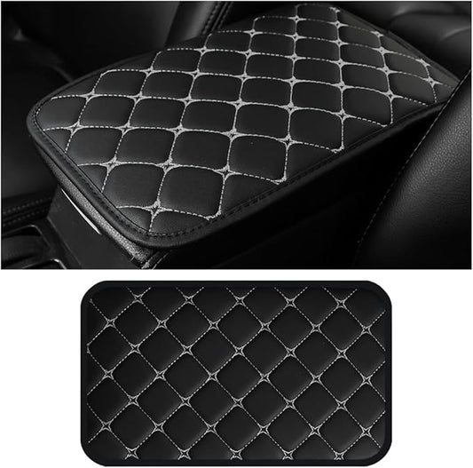 HZEL Car Center Console Cushion Pad, PU Leather Vehicle Armrest Protection Cover, Waterproof Automotive Interior Arm Rest Seat Box Mat Accessories, Universal for SUV, Sedan, Truck (Black/Gray)