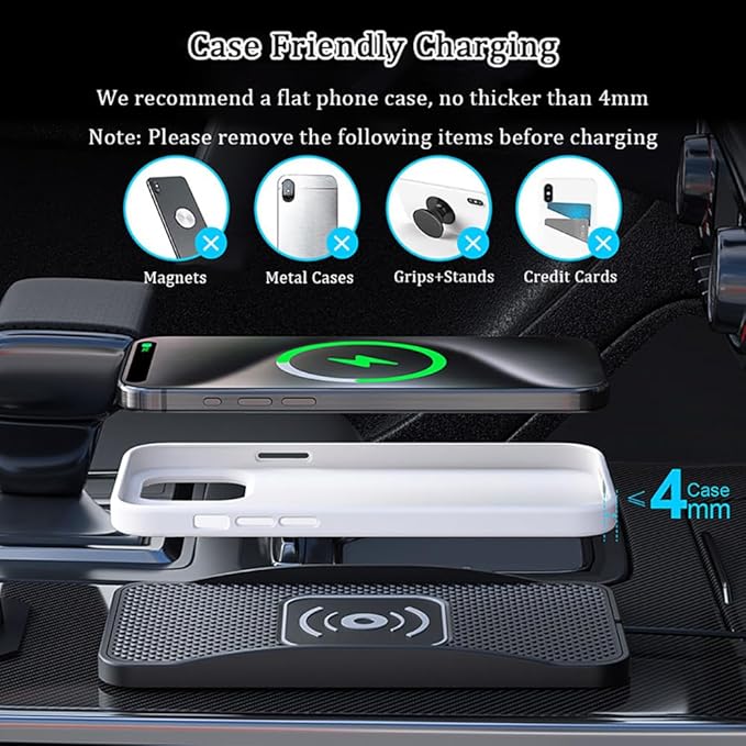 Wireless Car Charger Pad for Ford Explorer 2000-2026, Type-C/USB 20W Car Wireless Charger Non-Slip Phone Charging Pad Car Accessories,A 30cm Cable Type-C Plug