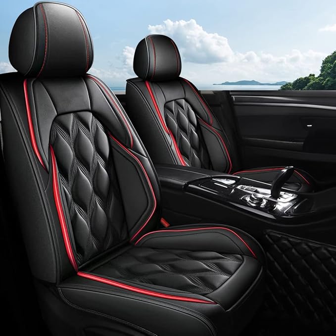 AOMSAZTO Car Seat Covers,Full Set 5 Seats Custom Fit for Jeep Renegade 2015 2016 2017 2018 2019 2020 2021 2022 2023 2024 2025,Leather Car Seat Cover Seat Cushion Protector,Airbag Compatible Black