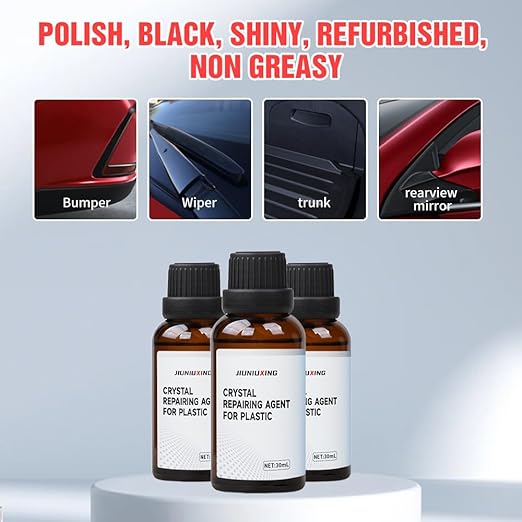 Plastics Parts Crystal Coating, 2025 Upgraded Leather Plastic Polishing Renovation Coating Agent, Car Trim Restorer with Sponge, Crystal Coating for Cars Interior or Exterior (1)