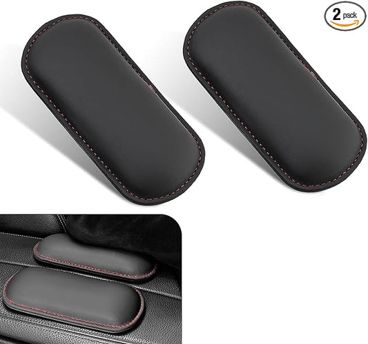 WZP 2PCS Car Door Armrest Pads, Soft Leather+Memory Foam Car Knee Pads, Arm Rest Elbow Cushion with One-Piece Molding, Universal Car Interior Accessories for Arm Support Protect (Black)