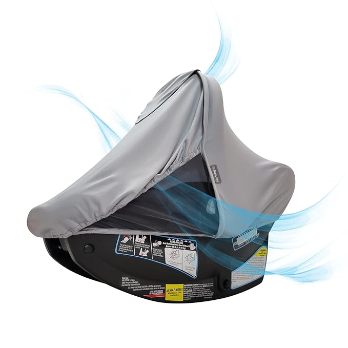 liuliuby Summer Baby Car Seat Cover | 2-in-1 Breathable Carseat Sun Shade & Mosquito Net | UV Protection Lightweight Canopy Covers for Infant Unisex | Bug Net Mesh for Warm Weather (Gray)