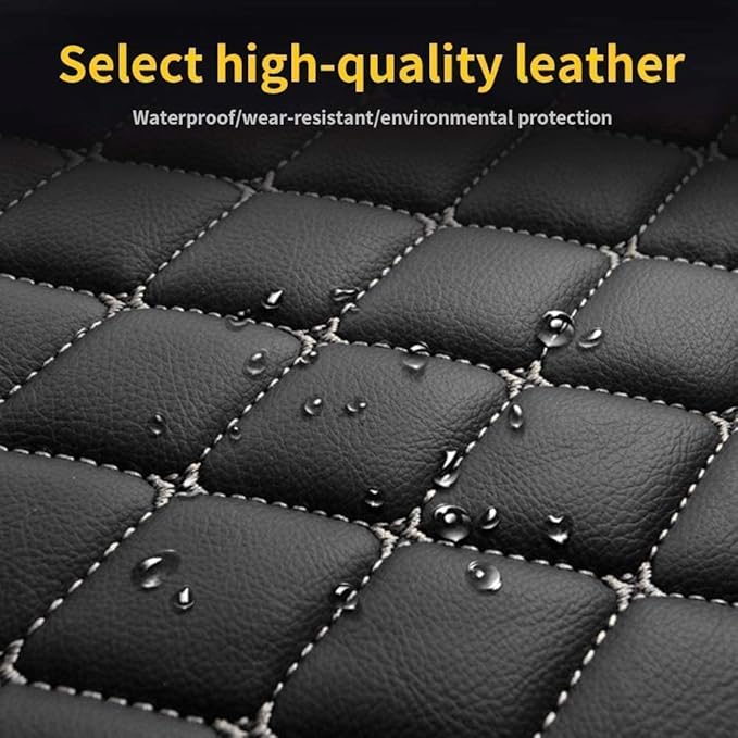 Custom Car Floor Mat Compatible with 97% Car Models Luxury Leather All Weather Waterproof Anti-Skid Full Coverage Car Mats (Black)