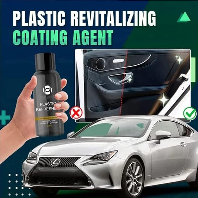 RJDJ Plastic Restorer for Cars, Trim & Exterior – Plastic Revitalizing Coating Agent, Restores Faded Plastic, UV Protection, Car Shine Refurbishing Solution (50ml-2pcs)