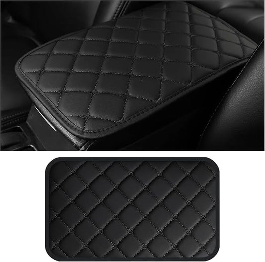 HZEL Car Center Console Cushion Pad, PU Leather Vehicle Armrest Protection Cover, Waterproof Automotive Interior Arm Rest Seat Box Mat Accessories, Universal for SUV, Sedan, Truck (Black)
