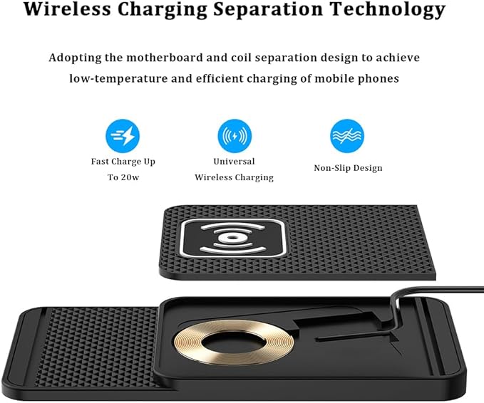 Wireless Charging Pad for Car for Mazda CX-50 2023-2026, 20W Fast Wireless Car Charger Pad Type-C/USB Non-Slip Phone Charging Mat,A 30cm Cable Type-C Plug