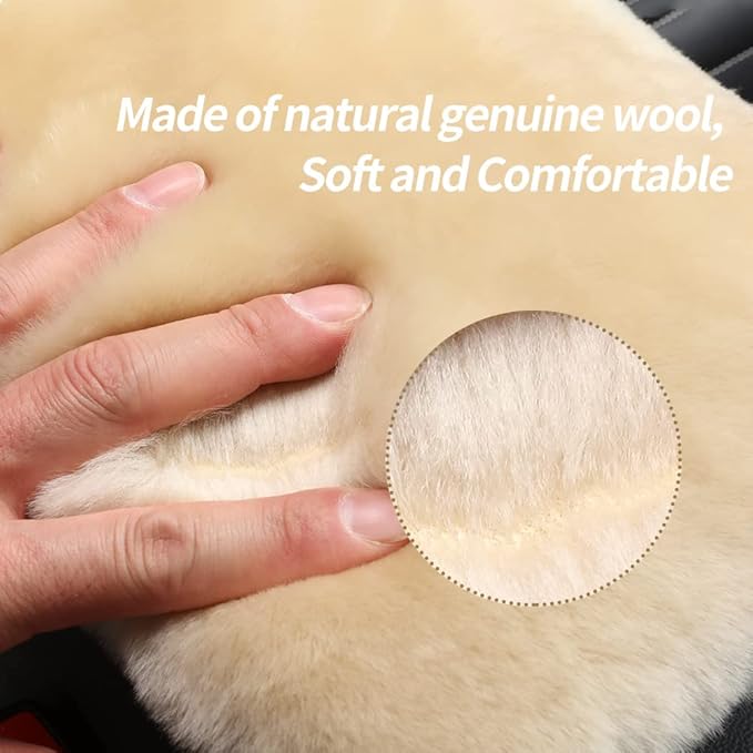 Sheepskin Armrest Cover Auto Center Armrest Cover Car Soft Console Pad, Fluffy Wool Auto Center Console Cover for Most Car Arm Rest Decoration Protector 7 x 13 Inch (Shearling, Khaki)