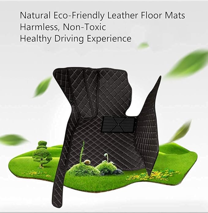 Custom Making Car Floor Mats Compatible for 2000-2025 All Mode Sedan SUV Sports Car Full Coverage Cute Pads Protection Non-Slip Leather Floor Liners (Black+Blue Edge)