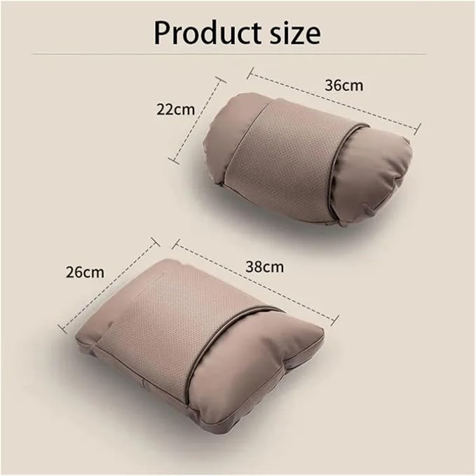 1/2PCS PU Leather Car Neck Pillow & Lumbar Support Cushion, Breathable Universal Seat Headrest Waist Pad, Soft Support Cushion for Daily Driving and Travel(E Style backrest)