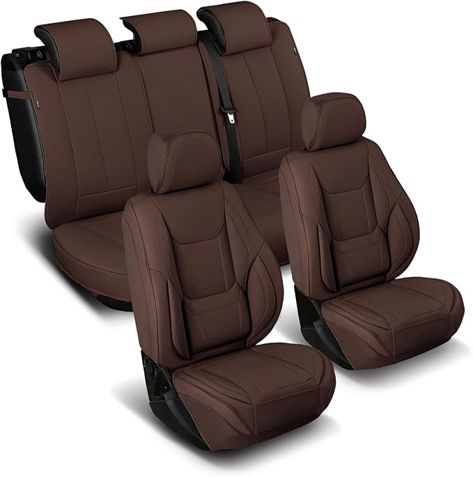 Coverland Custom Fit Car Seat Covers for Car Compatible with [Acura TSX Sedan, Wagon, BMW 2-Series] Premium Water Resistant Leather Non-Slip Interior Protector [Full Set Dark Brown - Size Chart X69]