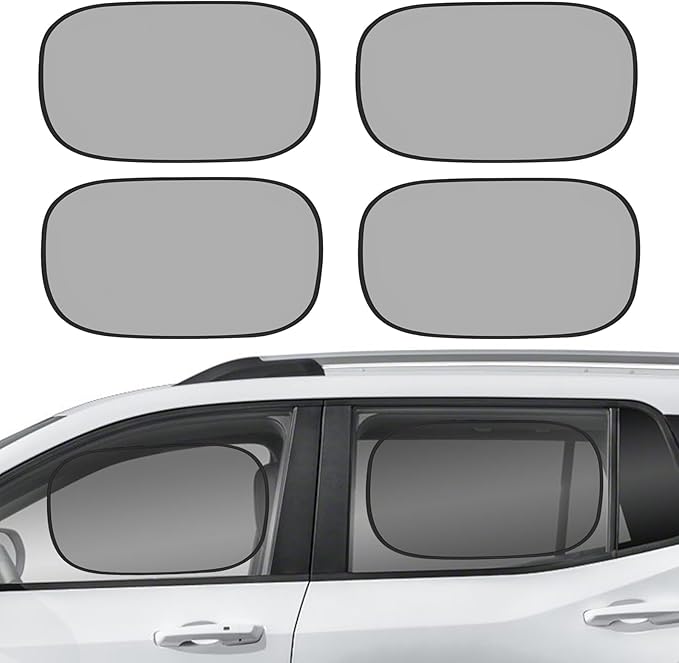4 PCS Universal Car Window Shades for Baby, 20"x12" Static Cling Mesh Car Shades for Side Windows, Easy Fold UV & Sun Protection Window Covers for Family Travel