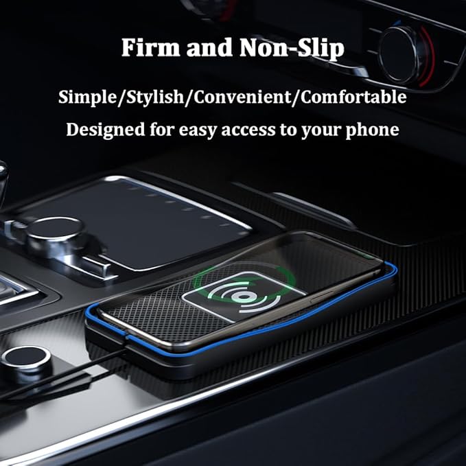 Wireless Car Charger Pad for Nissan Kicks 2018-2026, Type-C/USB 20W Car Wireless Charger Non-Slip Phone Charging Pad Car Accessories,A 30cm Cable Type-C Plug