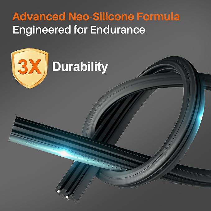 DOG TAIL Water Repellent Silicone Wiper Blades 24" 24" Set with Multiple Adapters and 2 Refills, Automotive Replacement Front Windshield Wiper Blades for My Car with Water Repellency Formula DropClear