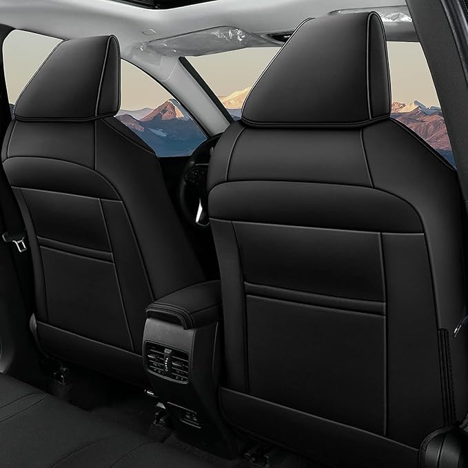 AOMSAZTO Custom Fit for Toyota Corolla Cross Hybrid 2023 2024 2025 Faux Leather Car Seat Covers Full Set Compatible Airbag Corolla Cross Hybrid S,SE,XSE Seat Protector Sedan Black+Grey