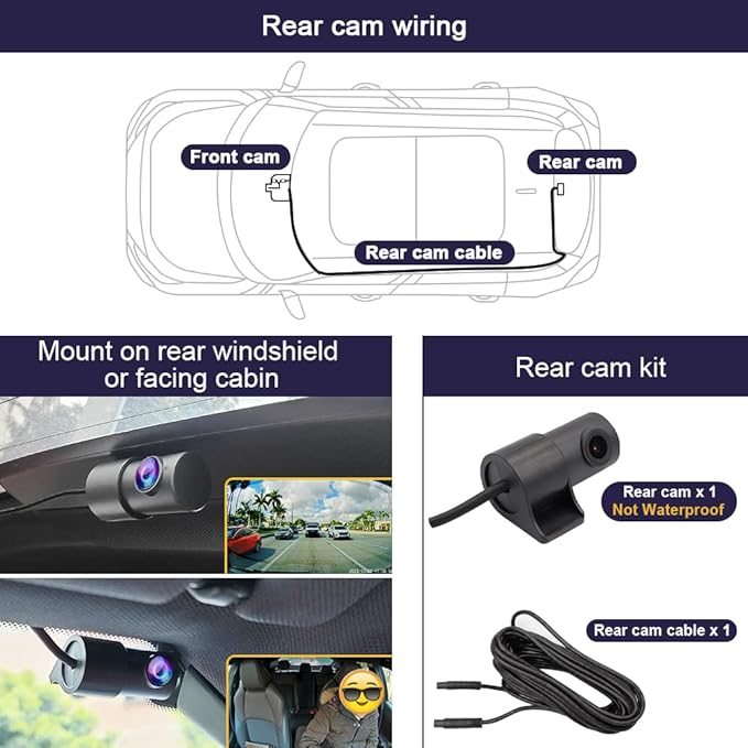 Fitcamx Front 4K+Rear 1080P Dash Cam Adapts for Honda CR-V 2017-2022 LX EX Touring EX-L (Gen5), OEM Look, Dual HD Video, Built-in WiFi & APP, Loop Recording, G-Sensor, Easy to Use, 128GB Card