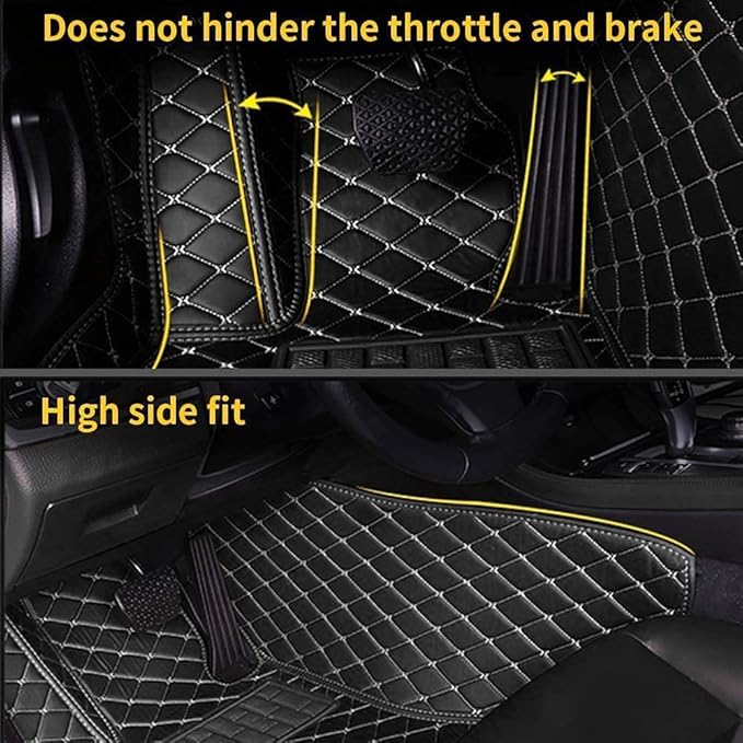 Custom Making Car Floor Mats for 90% Car Model Luxury Leather All Weather Waterproof Anti-Skid Full Coverage Liners (Beige)