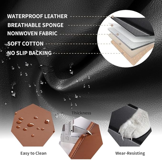 Car Seat Covers Custom Fit for Chevrolet/Chevy Sonic 2011-2020 , Premium Faux Leather Waterproof Car Seat Protectors with Lumbar Support, Breathable Anti-Slip Easy to install(Black&Brown,Full set)