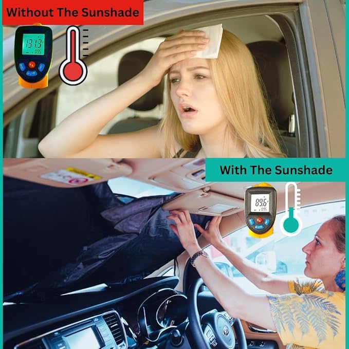 Windshield Sun Shade -Certified 99.87% UVB & 99.02% UVA Car Sun Shade. Award Winning Sunshade - Patented Technology | Compatible for Toyota Sienna (2021–2026) | Car Shades by Kinder Fluff