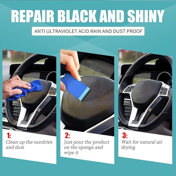 RJDJ Plastic Restorer for Cars, Trim & Exterior – Plastic Revitalizing Coating Agent, Restores Faded Plastic, UV Protection, Car Shine Refurbishing Solution (50ml-2pcs)