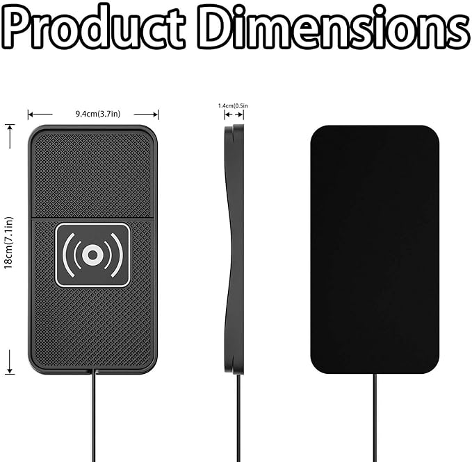 Car Wireless Charger Pad for Chrysler Prowler 2002, Fast Car Wireless Charging Pad for Car Center Console, Non Slip Charging Mat,1M-USB