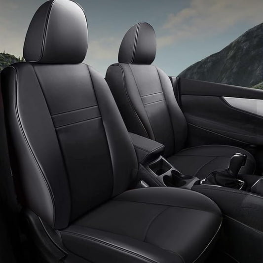 AOMSAZTO Custom Fit Seat Cover for Nissan Rogue Regular(Not for Hybrid &Sport) 2014 2015 2016 2017 2018 2019 2020 Full Set Faux Leather Rogue Seat Cover Protector Black