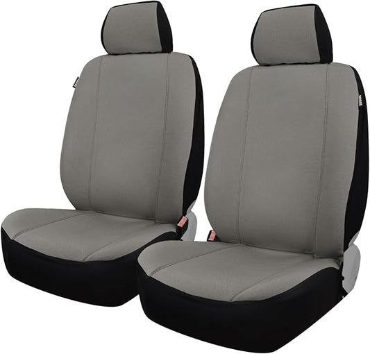 Champlus Car Seat Covers, Canvas Seat Protectors for Two Front Seats, Universal Fits Sedan Cars, SUVs, Trucks, and Mini Vans, Airbag Compatible, Quick Install, Set of 2, Gray