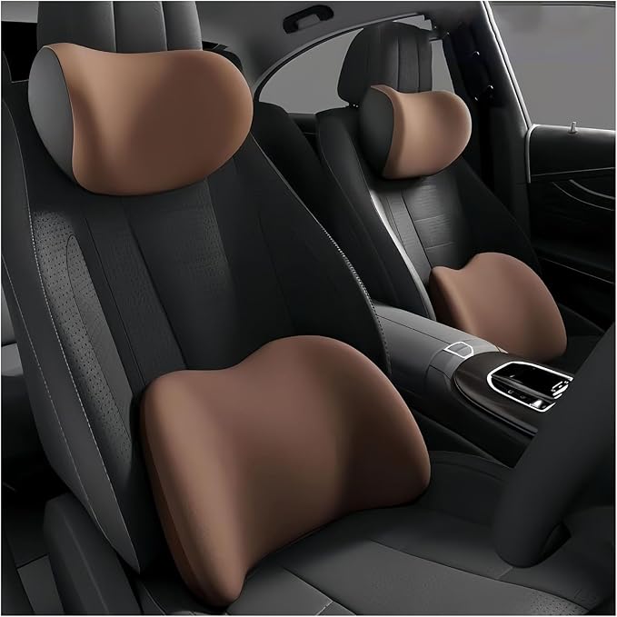 Car Lumbar Support Pillow and Car Neck Pillow Kit for Ford F Series 2000-2020 2021 2022 2023 2024 2025 2026, Car Seat Neck Back Rest Pillows, Ergonomic Car Seat Headrest & Lumbar Cushion
