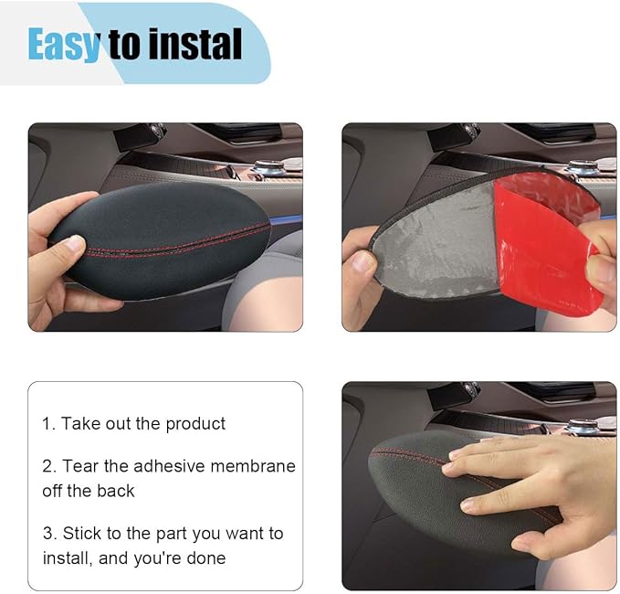 Car Knee Cushion, Car Center Console Leg Elbow Pad, Soft Comfortable Leather Thigh Support Rest Pad, Universal Auto Door Armrest Pad for Most Vehicles (Right Red)