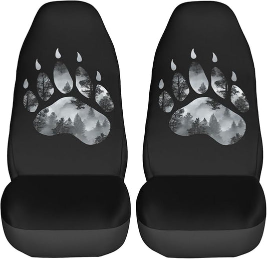Delerain Car Seat Covers Set 2Pcs, Bear Paw Universal Front Car Seats Vehicle Enterior Protector Suitable Fits Most Car Auto SUV Sedan Truck