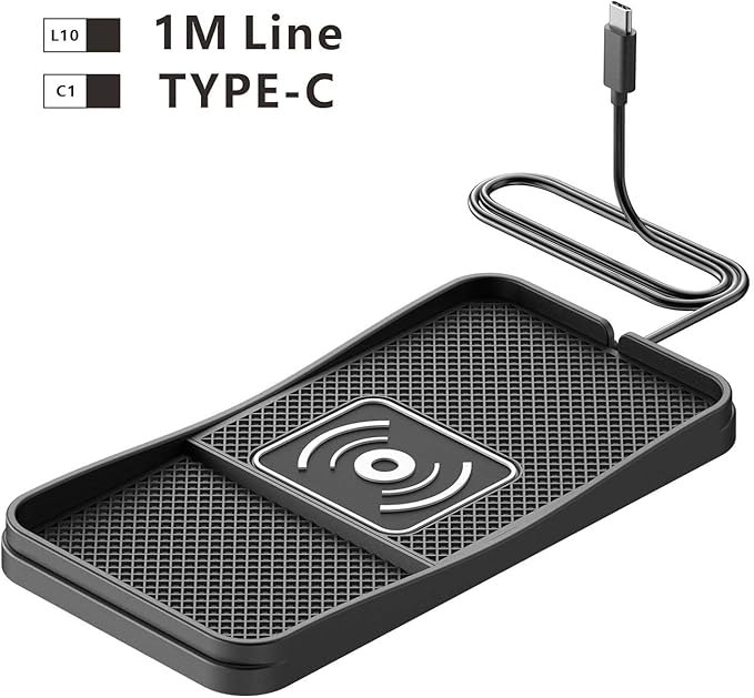 Car Wireless Charger Pad for Kia Carnival 2022-2026, Fast Car Wireless Charging Pad for Car Center Console, Non Slip Charging Mat,1M-Type C