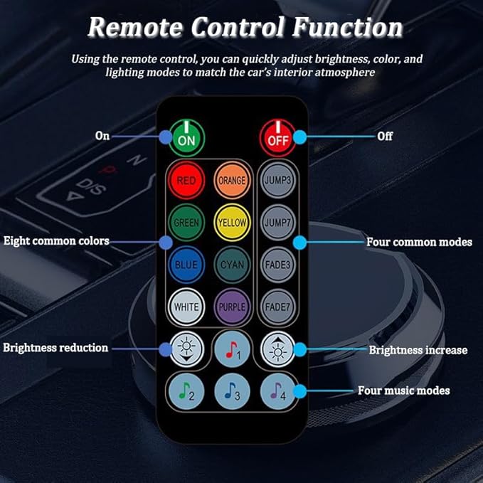 Car Interior Lights for Nissan Murano 2010–2025, Car Ambient Lighting Kits, Multiple Light Modes, Interior Car LED Strip Lights with Remote Control, Sync to Music, 8m