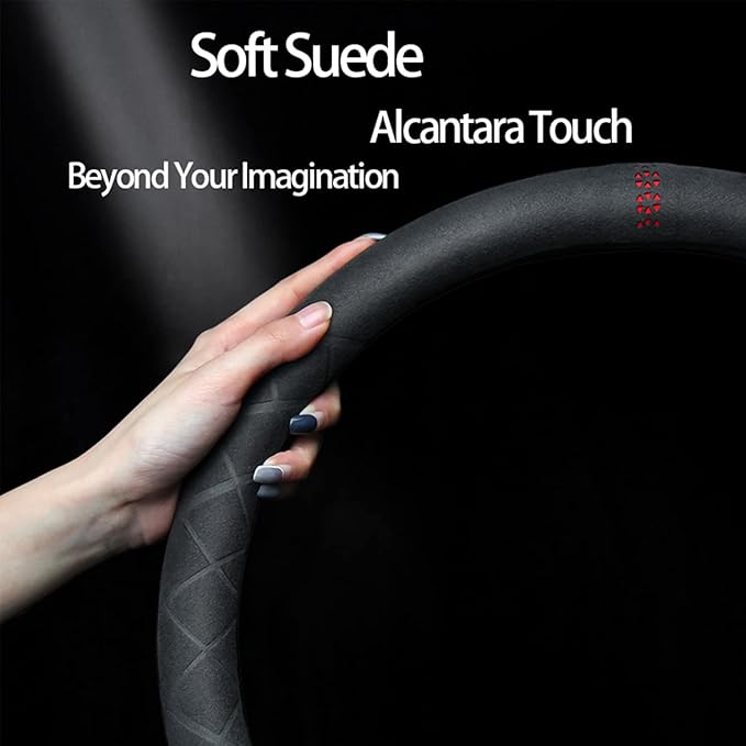 Suede Steering Wheel Cover,Compatible with Subaru Forester XV Crosstrek Legacy Impreza Suede Leather Sport Non-Slip Wheel Cover Car Interior Accessories 15 inch for Man and Women