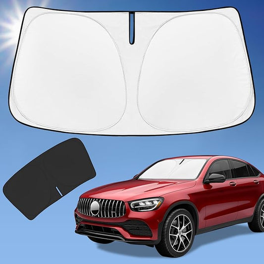 Sun Shade Sunshade for 2016-2025 Mercedes-Benz GLC300 GLK SUV Windshield Cover, 4-Layer Front Window Shade Custom fit Sun Visor 240T Retractable Shield Shade Blocks UV Rays Cooler Car Accessories